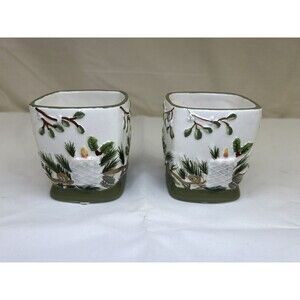 Pair‎ Of Yankee Candle Mistletoe xmas Holiday tea light/votive candle holder